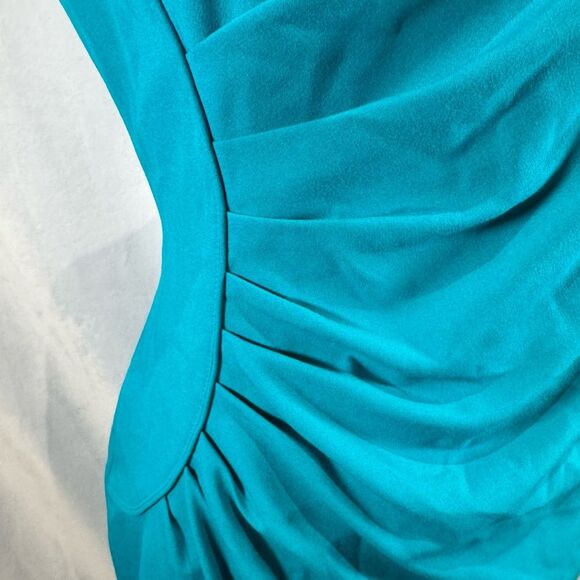 Calvin Klein beautiful teal green ruched side sheath dress size 8 - Picture 4 of 8